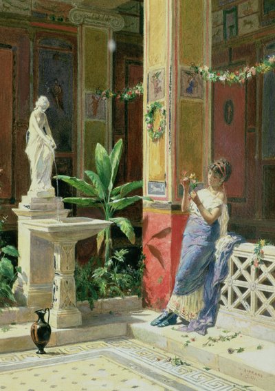 In een binnenplaats in Pompeii, 1878 door Luigi Bazzani